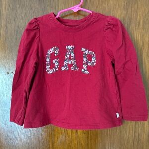 GAP Kids Floral Logo Red Long Sleeve Tee